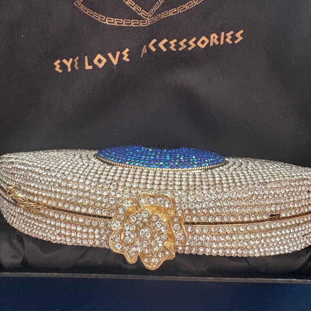 Blue and Gold Rhinestone Eye Clutch - Picture 2 of 3